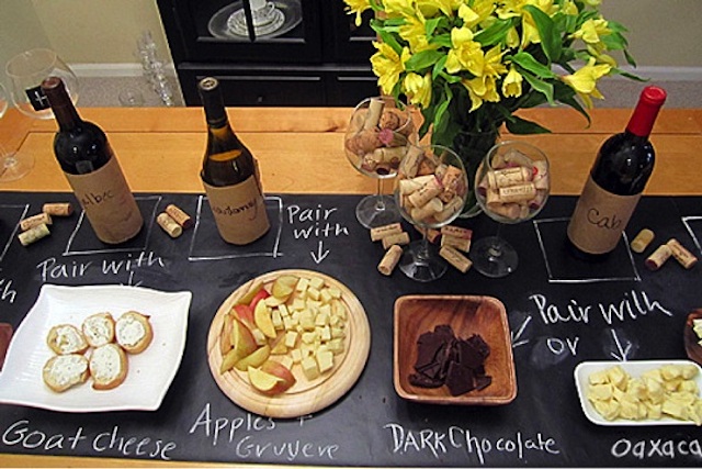 Wine tasting at home pairing wines with chocolate and cheeses