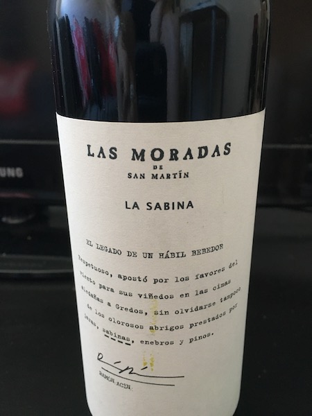 La Sabina organic wine, 100% Garnacha, Las Moradas de San Martín