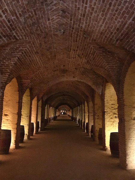 Impressive underground wine cellar at Bodegas del Real Cortijo, Madrid wine region