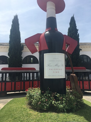 Iconic bottle-man Tío Pepe at the winery